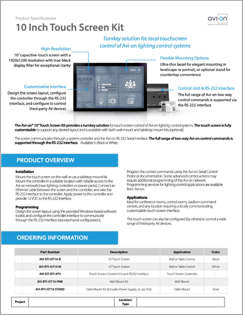 10 Inch Touch Screen