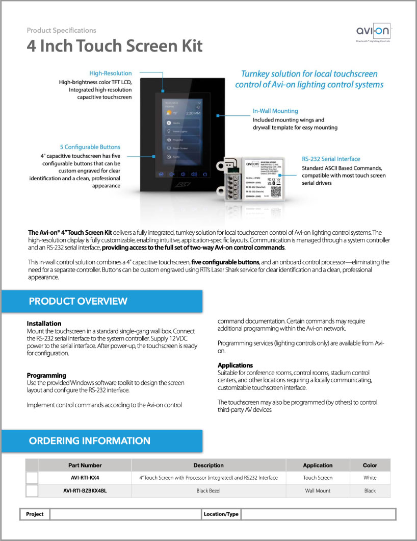 4 inch Touch Screen Kit