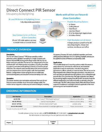 Avi-on Direct Connect Sensors