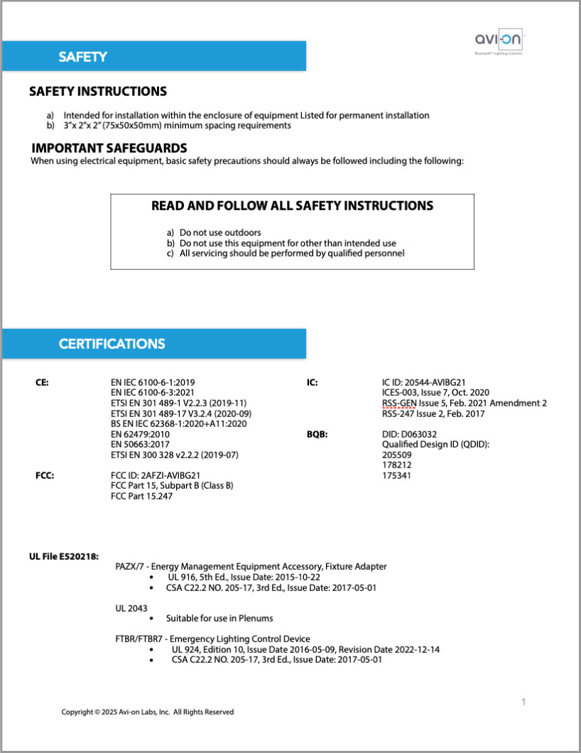 LVFA Safety Instructions