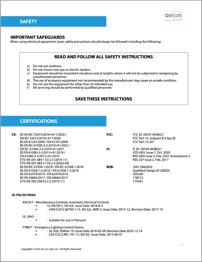 XFAC Safety Instructions